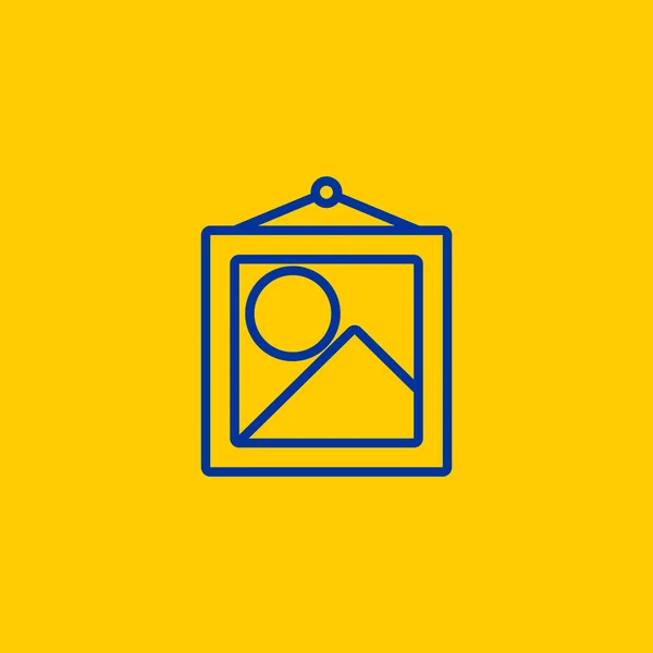 Pintura o decoración de la pared imágenes icono de línea azul sobre fondo amarillo — Vector de stock