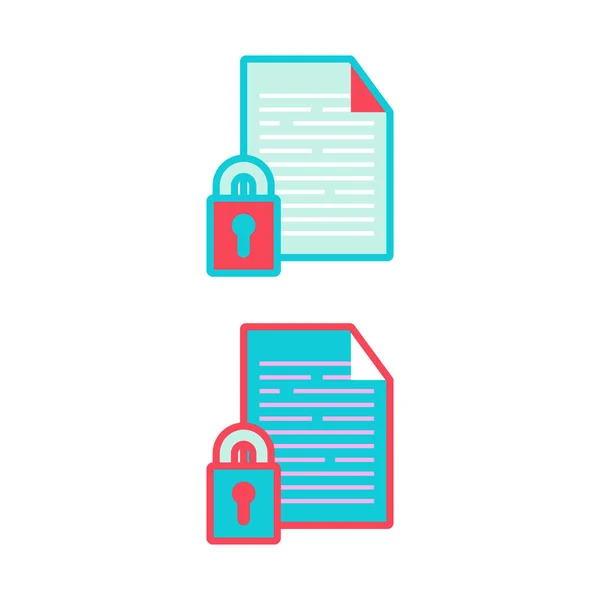 Archivo o texto con candado bloqueado. Ilustración del icono de seguridad del archivo de programa en color pastel único — Vector de stock