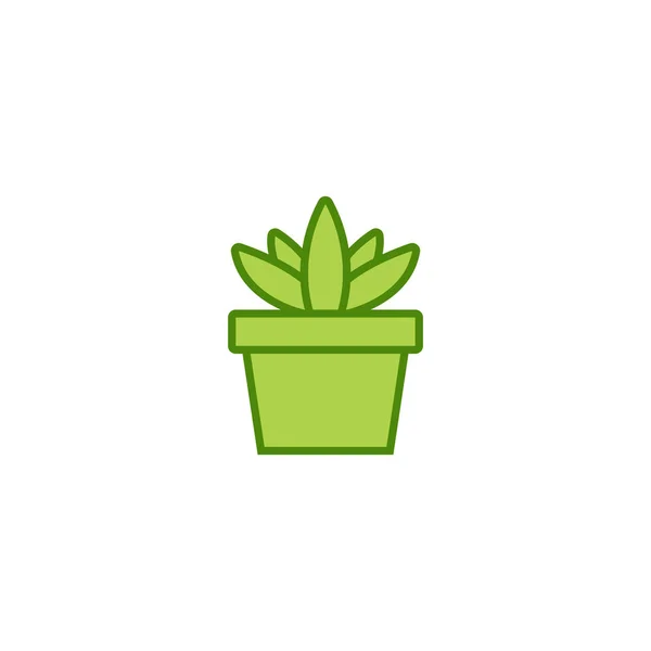 Aloe vera planta verde icono plano símbolo ilustración — Archivo Imágenes Vectoriales