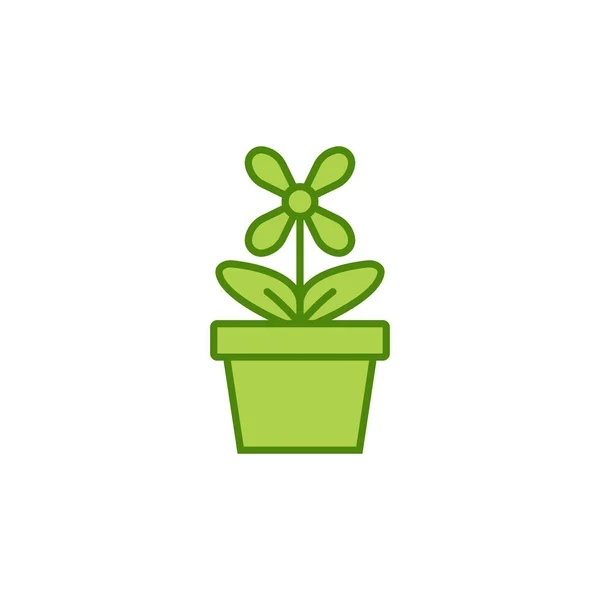 Flor planta planta verde símbolo plano icono ilustración — Archivo Imágenes Vectoriales