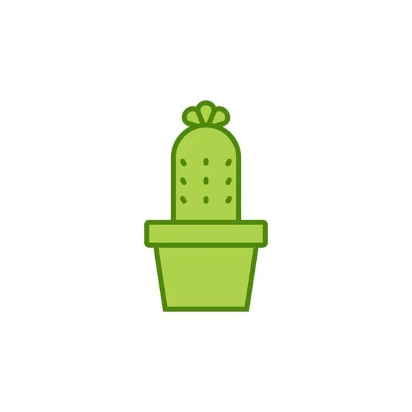 Kaktus Heimpflanze grün flach Symbol Symbol Illustration — Stockvektor