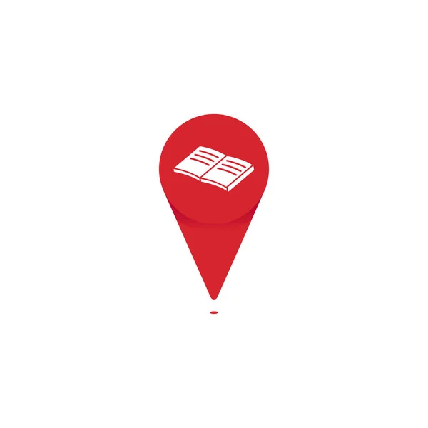 Tienda de libros pin point logo para mapa ubicación vector — Vector de stock