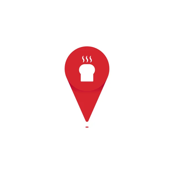 Hot Bakery tienda pin point logo para mapa ubicación vector — Vector de stock