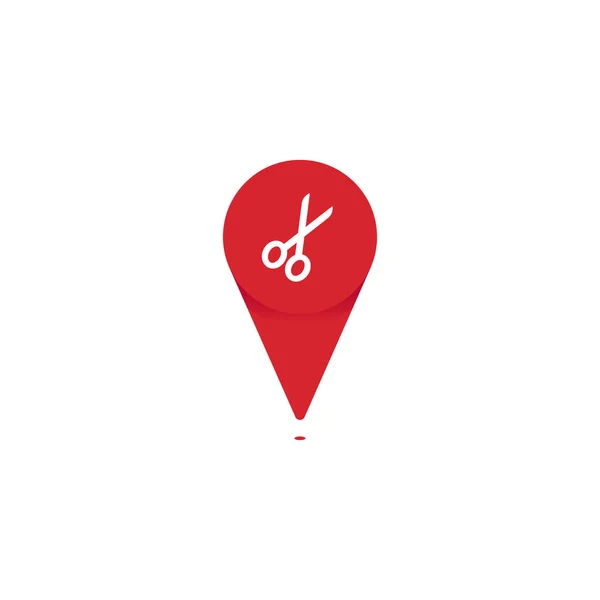 Tijera peluquería pin point logo para mapa ubicación vector — Vector de stock
