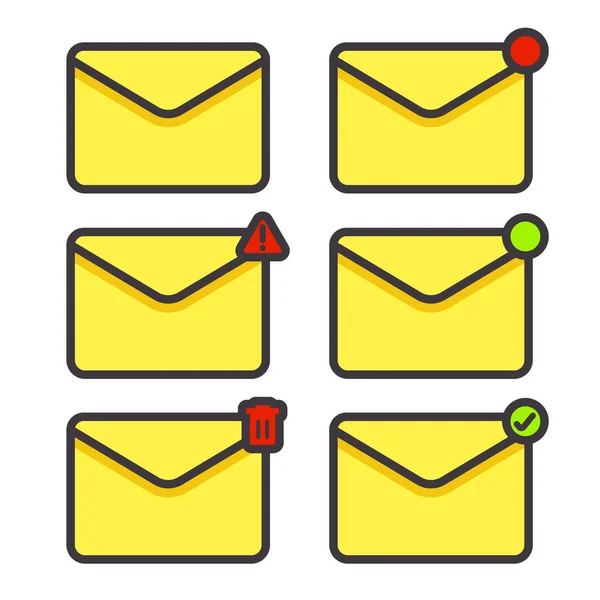 Establecer el vector de icono de sobre de mensaje de correo electrónico en cualquier condición — Vector de stock