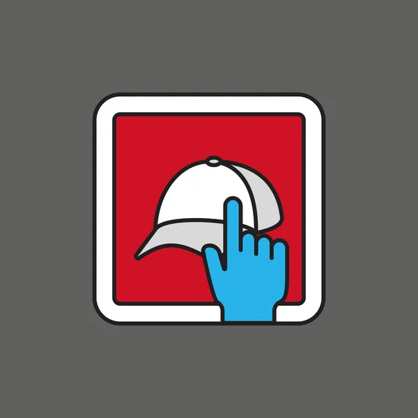 Hut- oder Mützengeschäft berühren mobiles Einkaufen. Symbol für App, Website oder Werbung — Stockvektor