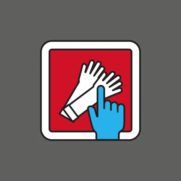 Handschoenenwinkel touch mobiel winkelen. pictogram voor app, website of reclame — Stockvector