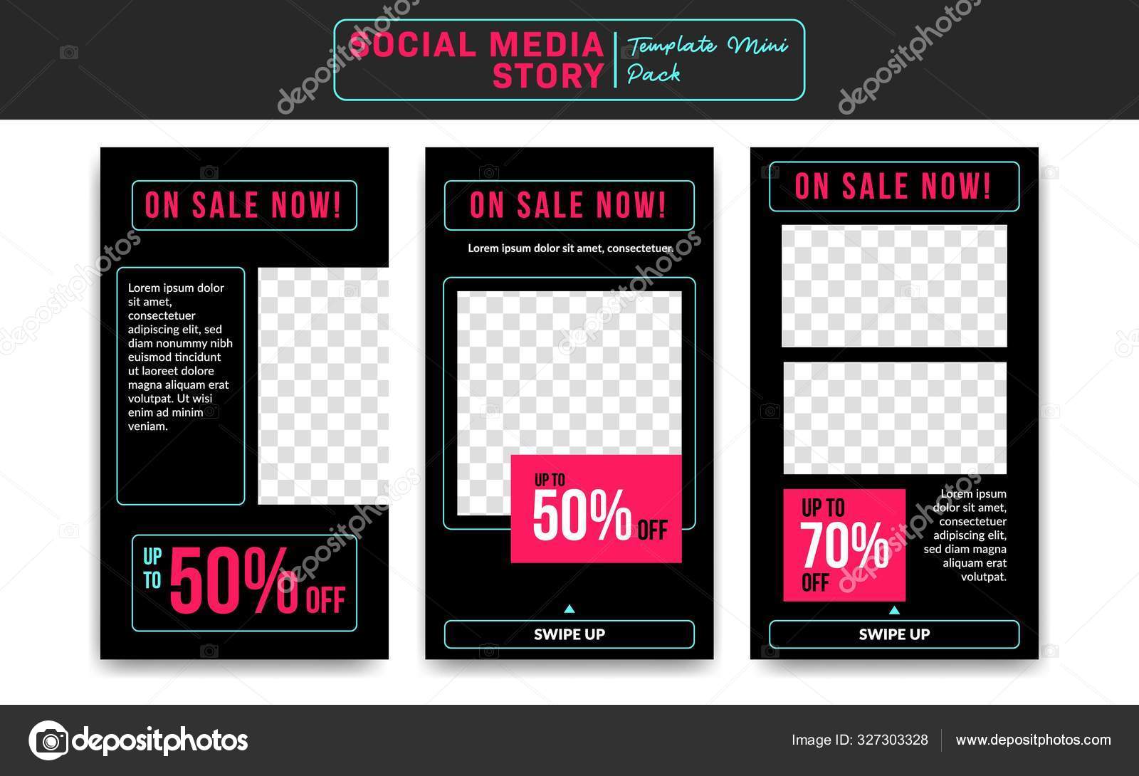 Instagram Story Template Vector For Social Media Promotion Sale Discount Neon Pink Blue Midnight Shop Style Stock Vector C Abdie 327303328