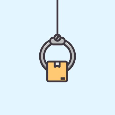 Package box delivery by robot claw grabber hand illustration