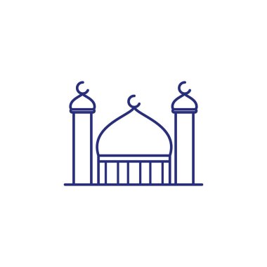 Mosque with two towers in rounded line illustration