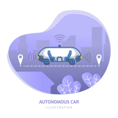 Driverless autonomous future car technology illustration