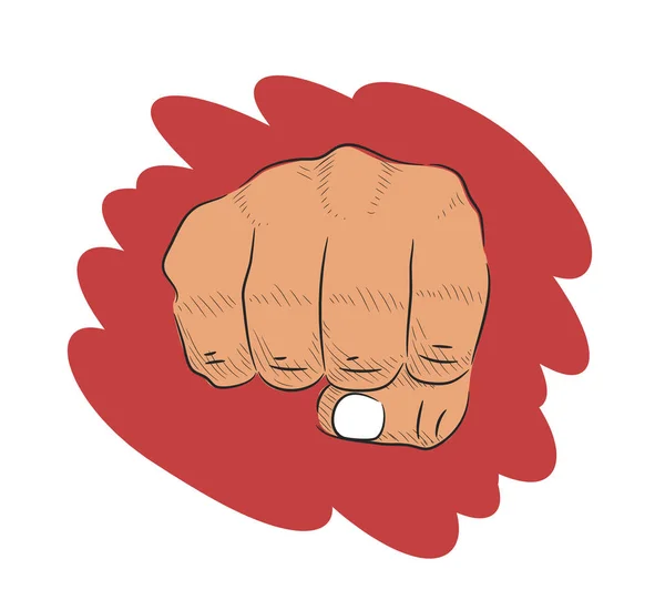 Bro fist on blood background in sketchy style — Stock Vector