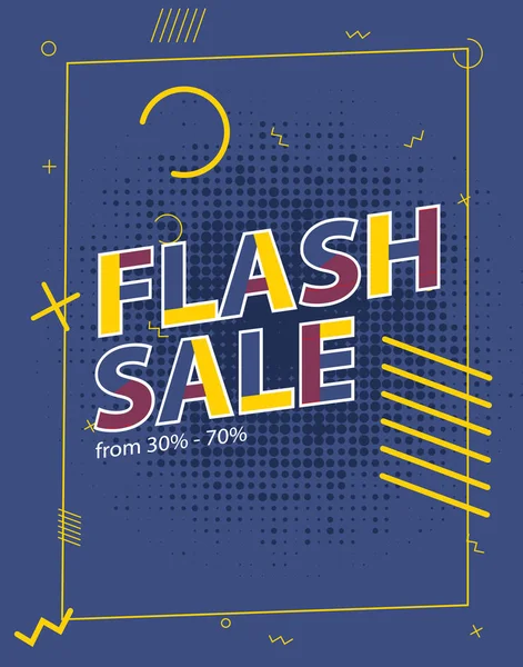 Memphis flash sale poster pop art voor het bedrijfsleven — Stockvector