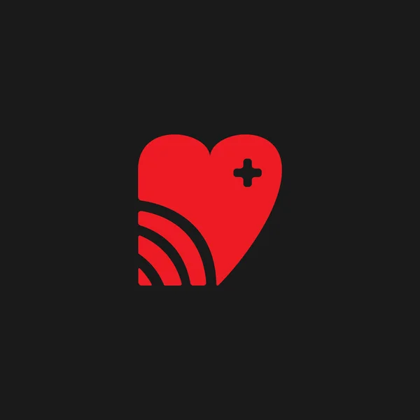 Sağlıklı kalp bağlantısı veya logo simgesi simgesini besler — Stok Vektör