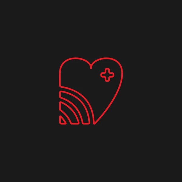 Health connect oder füttert Herz-Logo-Symbol-Symbol im Umrissstil — Stockvektor