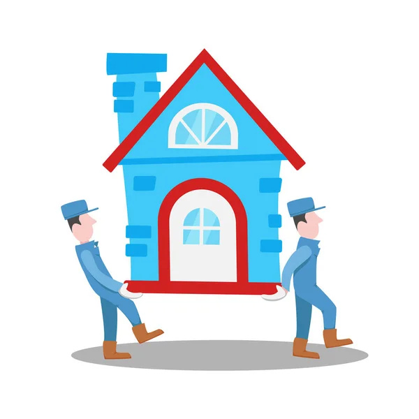 Moving house home work with moving and relocating worker company illustration — Stok Vektör