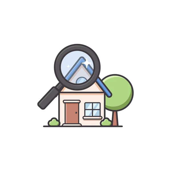 Home house finder in soft rounded cute illustration style - Stok Vektor