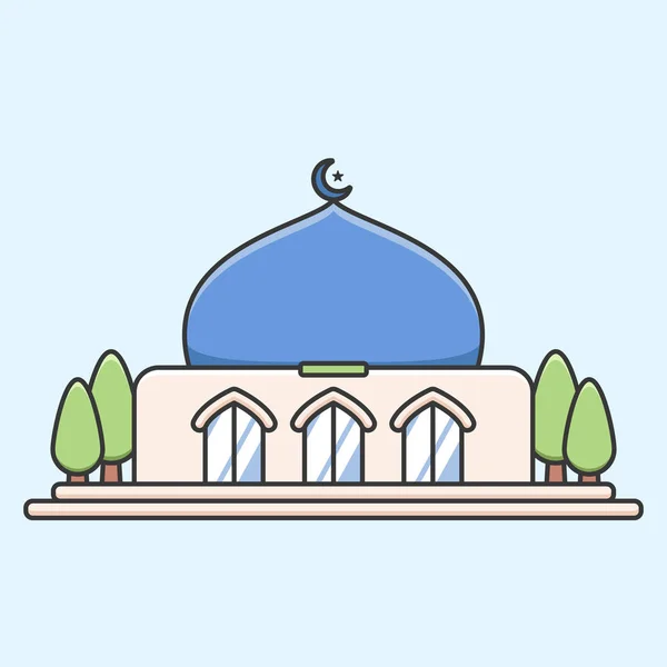 Einfache kleine Moschee in niedlichen flachen Stil Illustration — Stockvektor