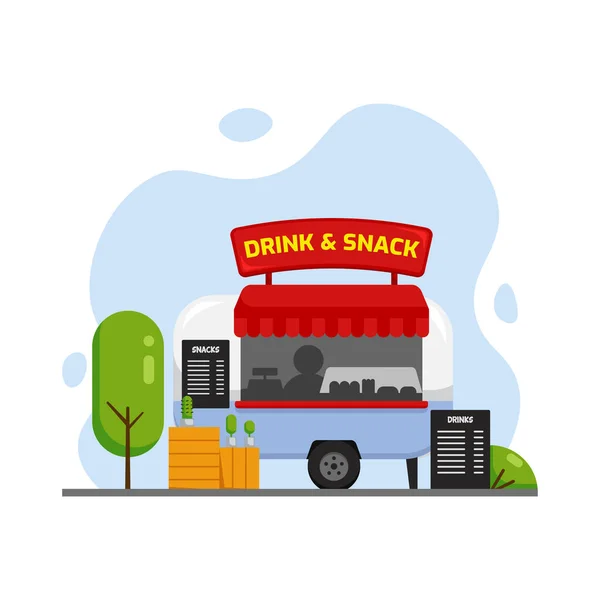 Kleine food truck platte eenvoudige vector illustratie — Stockvector