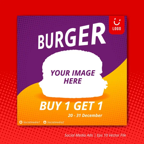 burger food restaurant social media instagram post ads design vector template halftone style