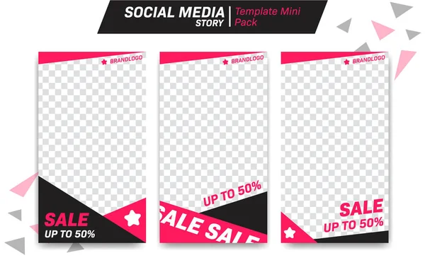 Social media instagram whatsapp story vector editable design template discount sale promotion black pink color style — Stock Vector