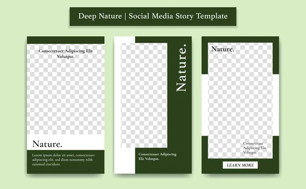 1vektor sociální média příběh šablona v tmavé hluboké džungli zelená barva jednoduchá minimalistický rám styl banner propagace — Stockový vektor