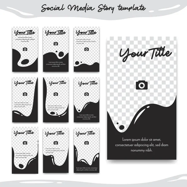 Social media story design pack black sleek liquid ink fun style for banner, ad, or flyer promotion