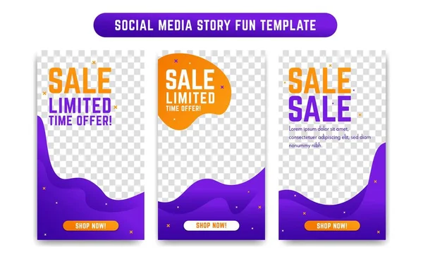 Instagram social media story design template set fun abstract modern liquid vibrant royal blue and orange color for sale product promotion ad — Stock Vector