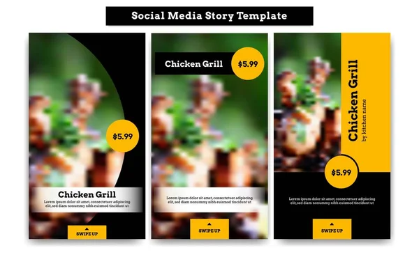 Black yellow instagram story social media template for grill food restaurant or bistro promotion and good for brochure flyer banner