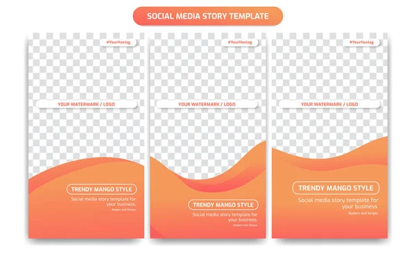 Social Media Story Template Design set in Trendy mango color gradient style Version 2. Simple and Modern — Stock Vector