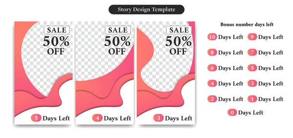 Editable Social Media Story Template in Trendy abstract Liquid paper cut style for product sale or discount with number days left set kit — Stock Vector