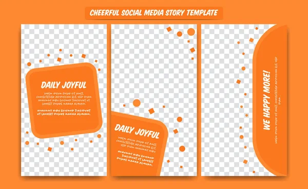 Oranžová Veselý šťastný sociální média příběh design šablony pro článek, propagace, blog, s textem odstavec a abstraktní geometrický tvar ornament — Stockový vektor