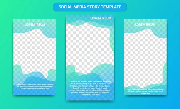 Social media story design template in Fresh ocean gradient color mix of blue and green — Stock Vector