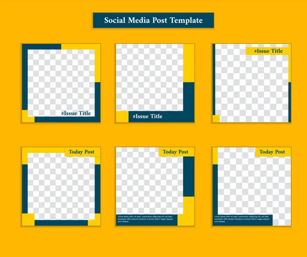 Social media post template with casual sporty and formal style in yellow and navy blue color frame template for promotion and personal — Stock Vector