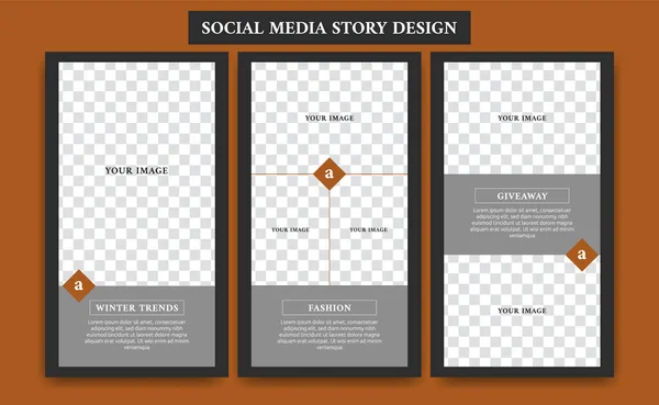 Elegant mature fashion blog and store social media story photo template post design set — Stock Vector