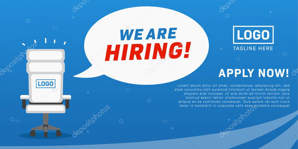 Job Vacancy We Are Hiring Poster With Empty Office Chair Illustration Ads For Millennial In Landscape Size Premium Vector In Adobe Illustrator Ai Ai Format Encapsulated Postscript Eps Eps Format