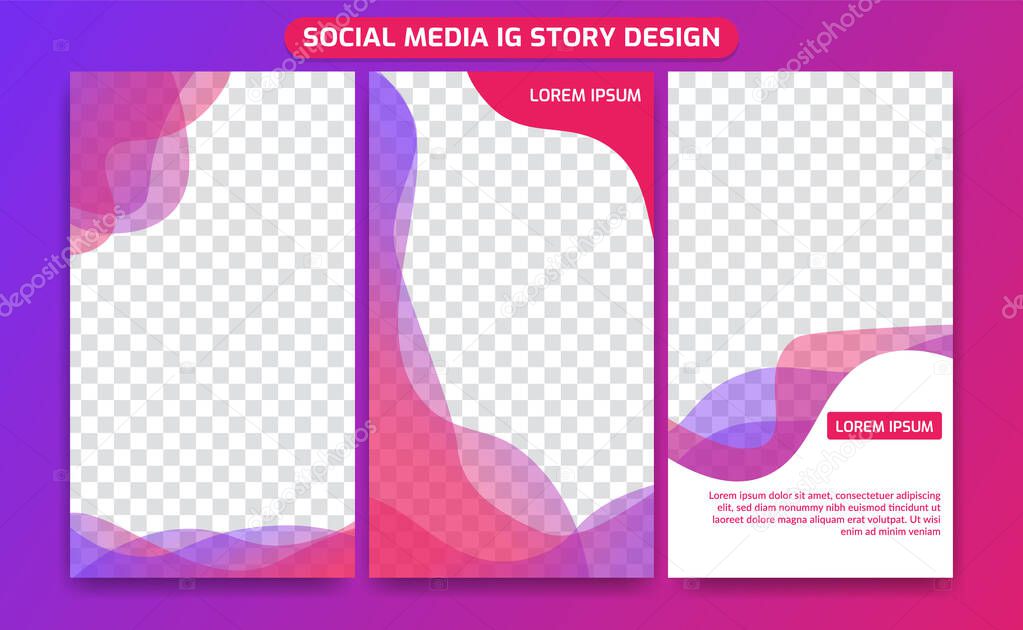 Colorful fluid spectrum gradient transparent social media ig story frame set background template creative