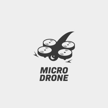 Mikro drone logosu basit siluet, mini mikro fpv yarış insansız hava aracı logo çizimi