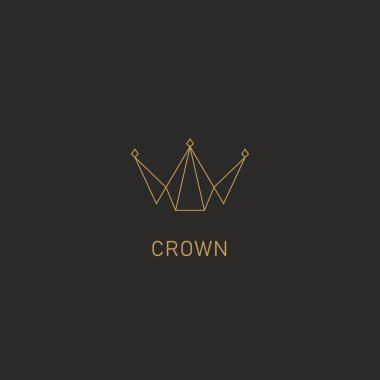 Monolinde Geometrik taç logosu sembolü. Basit soyut prim modern tarz.