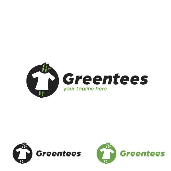 녹색 대나무 티셔츠를 입는 회사 로고 단순하고 대담 한 스타일의 상징 — 스톡 벡터