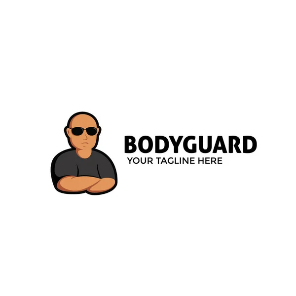Логотип телохранителя с лысым мускулистым характером — стоковый вектор