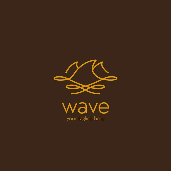 Goud oceaan natuur golf logo monoline lijn met kromme decoratie pictogram vector — Stockvector