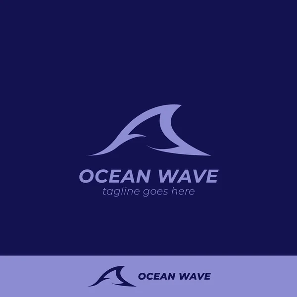 Deniz dalgası logosu sörf sporu ya da büyük mavi dalga vektörlü moda logosu. — Stok Vektör