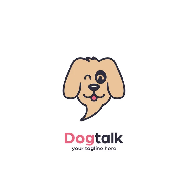 Pet cão falar logo ícone com cabeça de cachorro cachorro como bolha falar chat forma — Vetor de Stock