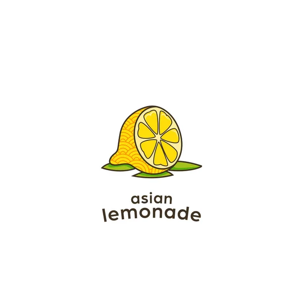 Einzigartige asiatische östliche Limonade Zitronenlogo mit asiatischen Kreis authentische ethnische Kultur Muster — Stockvektor