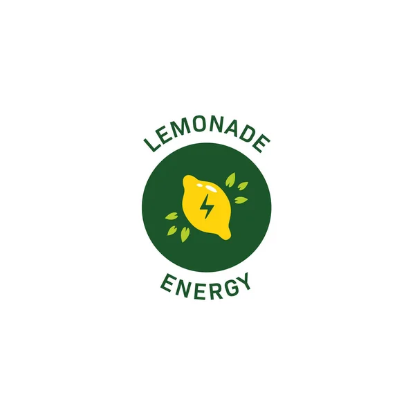 Lemon rodada ícone do logotipo da energia da limonada, energia natural de frutas —  Vetores de Stock