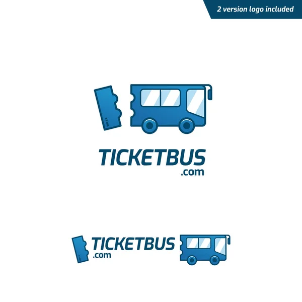 티켓 버스 로고, 재미있고 장난기있는 웹 사이트 로고 아이콘 - 만화 스타일 — 스톡 벡터