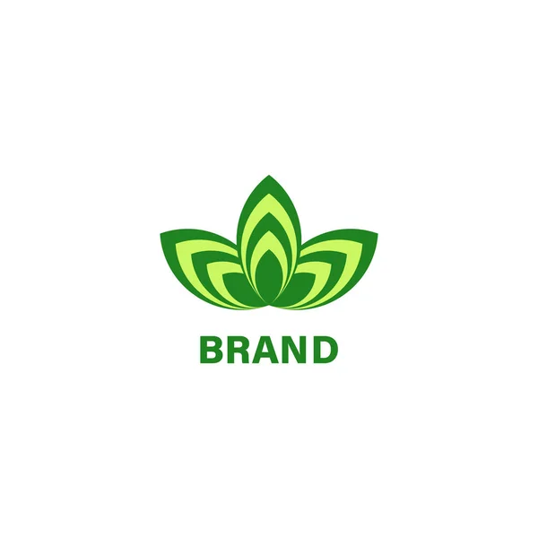Streep groene golf te verlaten plant eco bloem logo — Stockvector