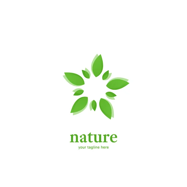 Soyut doğa yaprağı logo simgesi üstüste bindirme biçimi — Stok Vektör