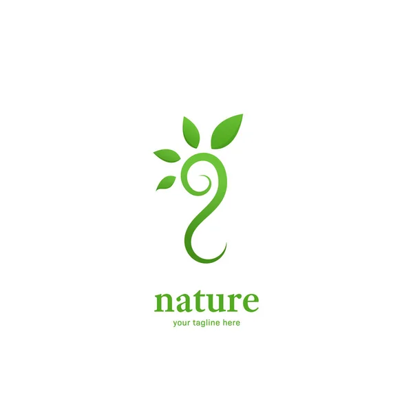Abstrakt natur löv spridning av groddar logotyp ikon symbol för grönt varumärke — Stock vektor